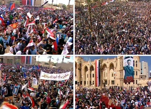 Multitudes afluyen al centro de Raqqa y Salamiye para apoyar la decisi&oacuten nacional soberana