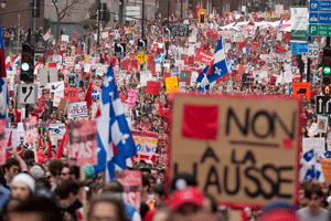 Estudiantes franceses apoyan a sus hom&oacutelogos canadienses