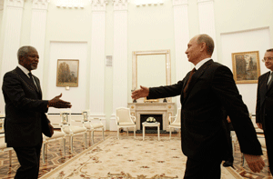 Kofi Annan visita Rusia para intentar solucionar el conflicto sirio