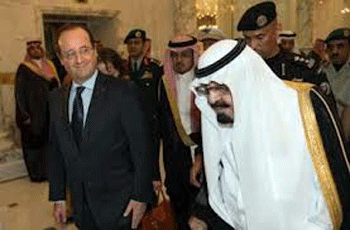 El rey saudí aborda la crisis siria con el presidente francés