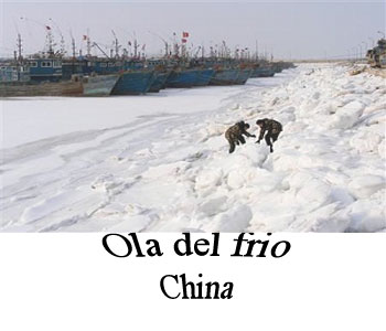 Peor ola de fr&iacuteo en China en décadas atrapa a los barcos en el hielo