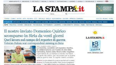 Un diario italiano informa de la desaparición de su corresponsal en Siria