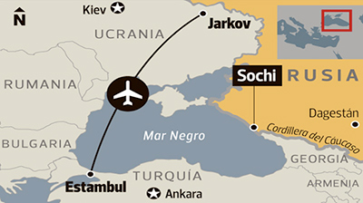 Un pasajero intenta desviar sin éxito un avión a Sochi