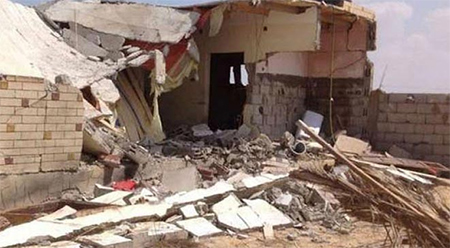 Un proyectil de mortero impacta en una vivienda en el Sinaí