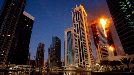 Espectacular incendio en Dubai el día de Nochevieja