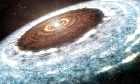 Descubren nieve en torno a una estrella joven