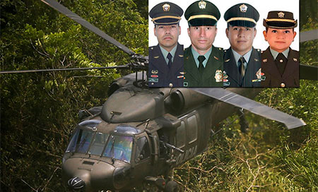 Cuatro policías muertos en un accidente de helicóptero en Colombia