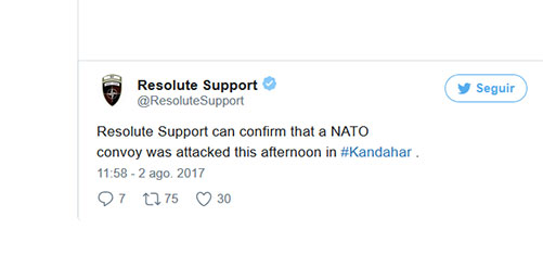 Atentado suicida contra un convoy de la OTAN en el sur de Afganistán