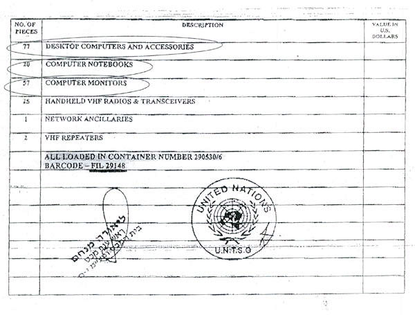 DOCUMENTOS MUESTRA EL TRASLADO DE EQUIPOS A LA C. INTI. DE INV. POR LA ENTIDAD SIONISTA: