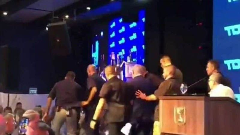 Netanyahu huye durante un mitin electoral por temor a cohetes de Hamas