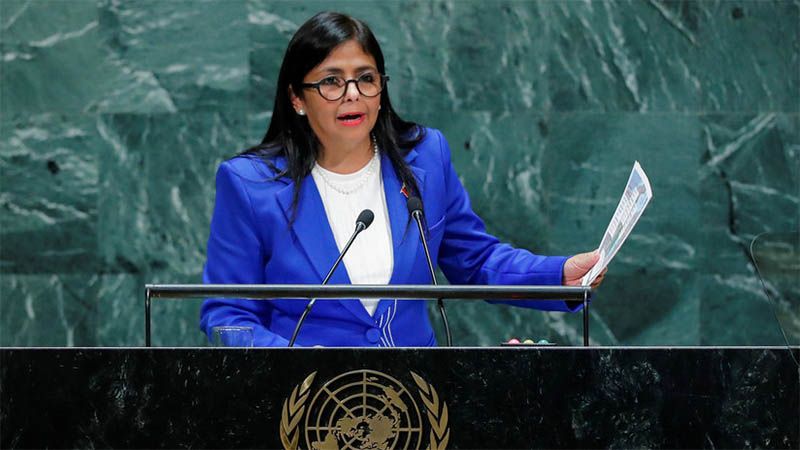 Delcy Rodr&iacute;guez denuncia ante la ONU el terrorismo econ&oacute;mico contra Venezuela