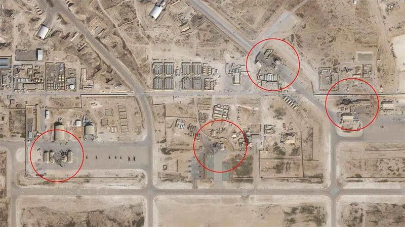 Im&aacute;genes satelitales muestran la base de EEUU en Iraq tras el ataque iran&iacute;