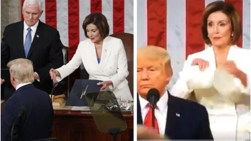 Nancy Pelosi rompe el discurso de Trump