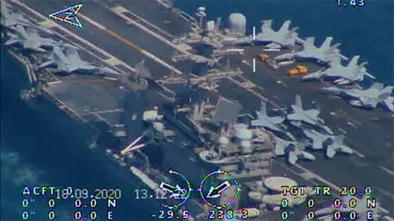 Los drones iran&iacute;es vigilan de cerca portaviones de EEUU en estrecho de Ormuz