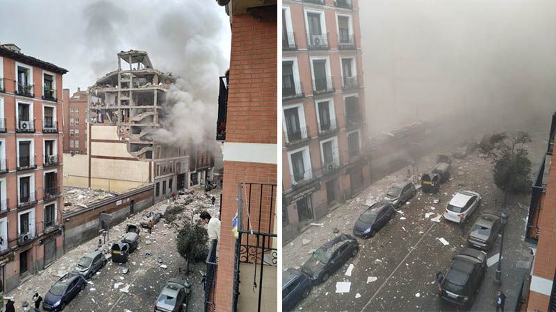 Una fuerte explosi&oacute;n en Madrid destroza un edificio