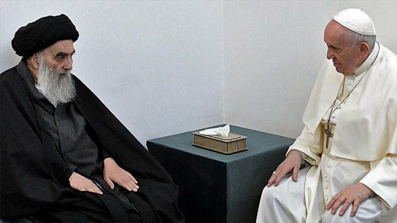 El papa Francisco se re&uacute;ne con ayatol&aacute; Sistani en Nayaf, Iraq