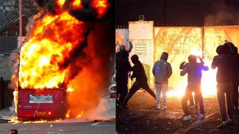 Ciudad de Irlanda del Norte vive su tercera noche de disturbios antiinmigrantes