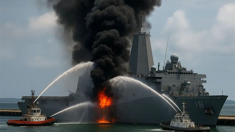 Un incendio en un buque militar de EEUU frente a costas japonesas deja dos heridos leves