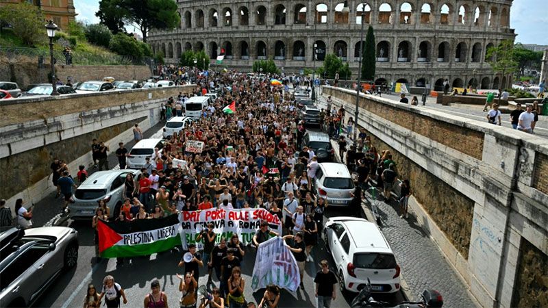 Huelga general y protestas en Italia en apoyo a los palestinos y la flotilla para Gaza