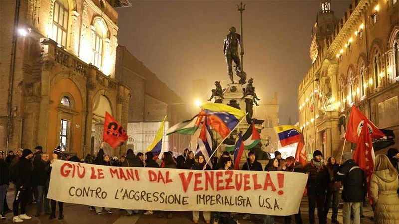 Manifestaciones en Italia contra la agresi&oacute;n de EEUU a Venezuela