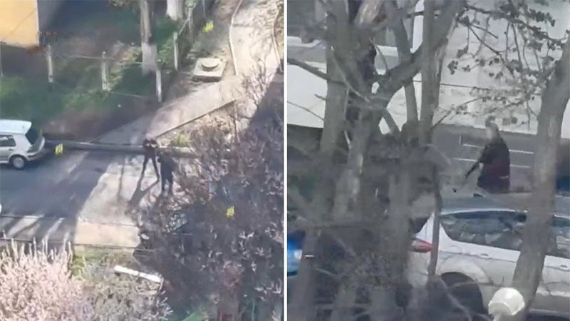 Un hombre con una ametralladora tirotea a personas en plena calle y toma rehenes en Kiev