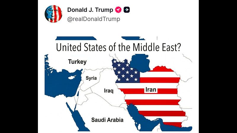 Trump publica mapa de &ldquo;Estados Unidos de Oriente Medio&rdquo;