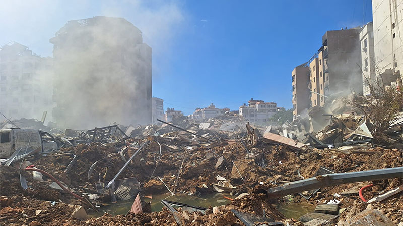 Gira mediática en los lugares del Dahieh bombardeados por el ejército sionista de Tel Aviv (fotos)