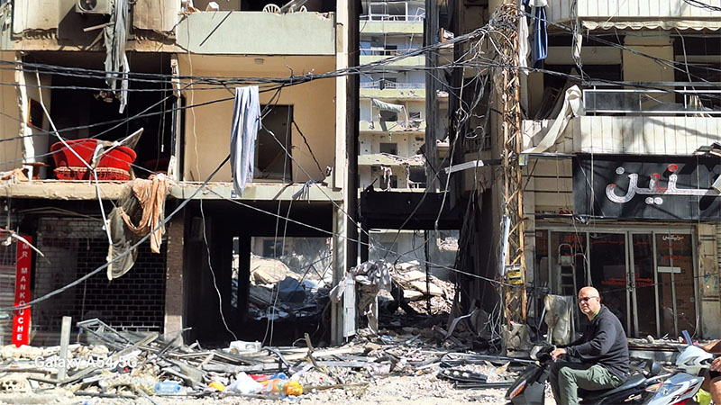 Gira mediática en los lugares del Dahieh bombardeados por el ejército sionista de Tel Aviv (fotos)